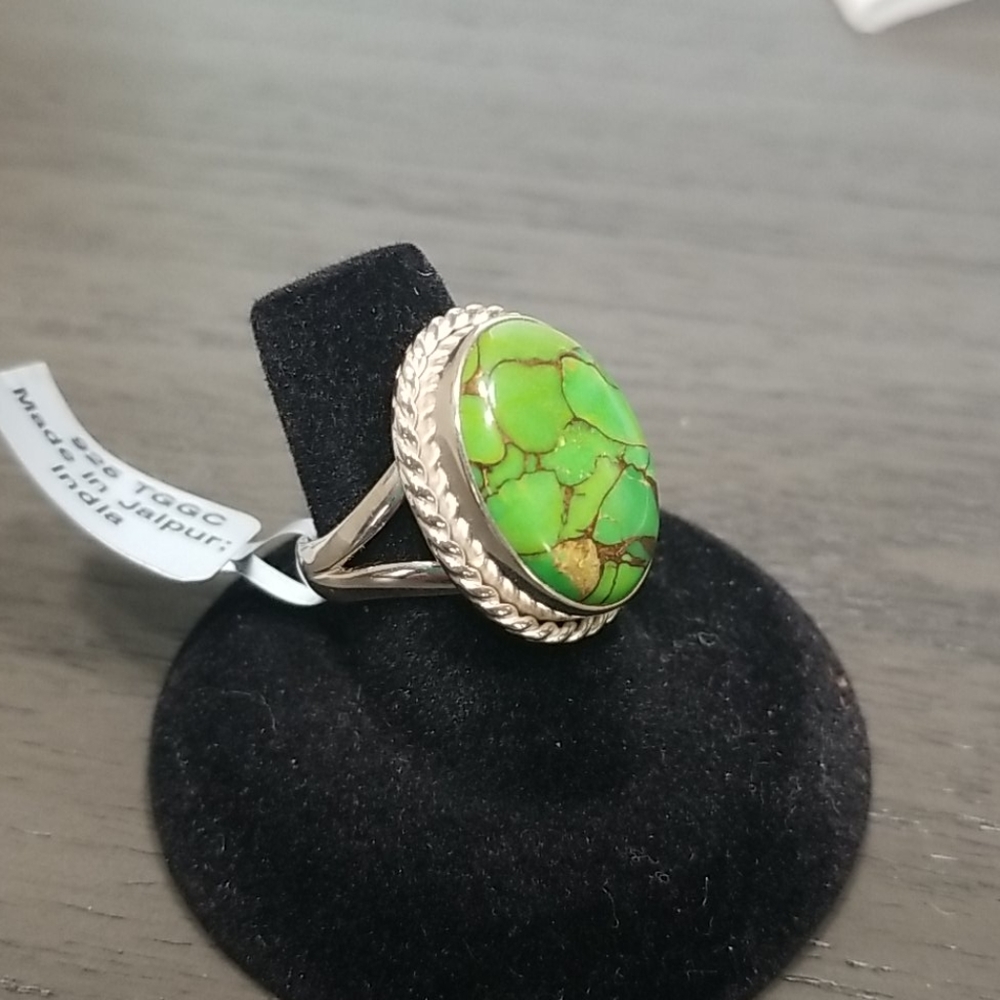 Green copper Mojave turquoise ring Size 7 NWT